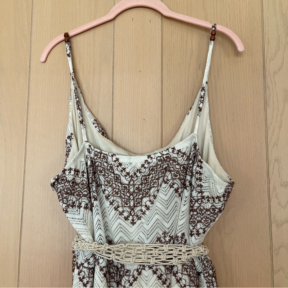 Venus Bohemian Spaghetti Strap Maxi Lace Overlay Dress Sz 1X Chevron Embroidered - Picture 7 of 16